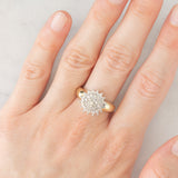 Anello vintage a fiore e a fascia con diamanti (0.52ctw ca.), anni ‘60/‘70