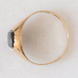 Anello chevalier vintage in oro giallo 9K con onice, anno 1979