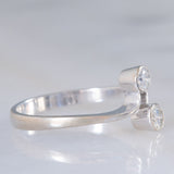 Toi et Moi vintage in oro bianco 14K con diamanti di taglio brillante (0.40ctw ca.), anni ‘70/‘80