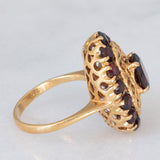 Anello vintage in oro giallo 18K con granati (3.50ctw ca.), anni ‘50/‘60