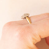 Anello a fiore vintage in oro giallo e bianco 9K con diamanti (0.18ctw ca.), anno 1994