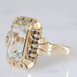 Anello da cocktail vintage in oro giallo 8K con acquamarina (2.50ct ca.), anni ‘60/‘70