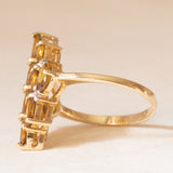 Anello vintage in oro giallo 9K con quarzi citrini (1.80ctw ca.) e diamanti, anni ‘80