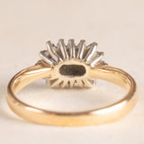 Anello vintage in oro giallo e bianco 9K con diamanti (0.14ctw ca.), anni ‘70/‘80