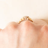 Anello vintage in oro giallo e bianco 9K con diamanti di taglio brillante (0.18ctw ca.), anno ‘1988