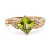 Anello vintage in oro giallo 9k con peridoto e diamanti