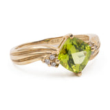 Anello vintage in oro giallo 9k con peridoto e diamanti