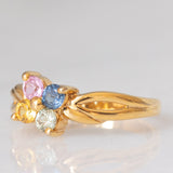 Anello a fiore vintage in oro giallo 8K con topazi colorati (0.40ctw ca.)