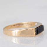 Anello vintage in oro giallo 9K con onice, anno 1986