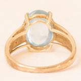 Anello vintage in oro giallo e bianco 9K con acquamarina (4.50ct ca.) e diamanti, anni ‘80