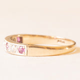 Veretta vintage in oro giallo e bianco 9K con rubini sintetici (0.20ctw ca.) e diamanti (0.09ctw ca.)