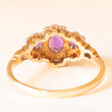 Anello vintage in stile vittoriano in oro giallo e bianco 9K con ametista (0.50ctw ca.) e diamanti