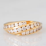 Anello a fascia vintage in oro giallo 18K con diamanti di taglio brillante (1ctw ca), anni ‘70