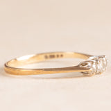 Trilogy vintage in oro giallo 9K con diamanti di taglio brillante (0.12ctw ca.), anno 1981