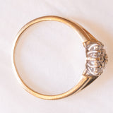 Anello a fiore vintage in oro giallo e bianco 9K con diamanti (0.12ctw ca.), anni ‘80