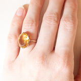 Anello Art Déco da cocktail in oro giallo 9K con quarzo citrino (7.20ct ca.), anni ‘30