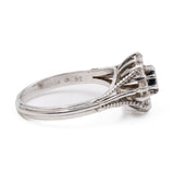 Anello vintage in oro bianco 18k con zaffiro (0,25ct) e diamanti (0,64ctw), anni '60