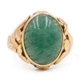 Anello vintage in oro giallo 14k e giadeite, anni '70