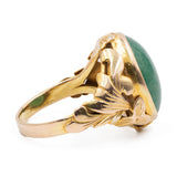Anello vintage in oro giallo 14k e giadeite, anni '70