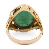 Anello vintage in oro giallo 14k e giadeite, anni '70