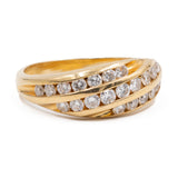 Anello vintage in oro giallo 18k con diamanti (1ctw), anni '70