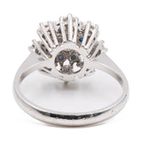Anello vintage in oro bianco 14k con diamanti (0,84ctw) e zaffiri (0,32ct), anni '70