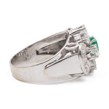 Anello vintage in oro bianco 14k con smeraldo (0,40ct) e diamanti (1,40ctw), anni '60