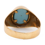 Anello chevalier vintage in oro giallo 18K e turchese