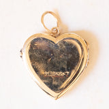 Ciondolo portafoto vintage con lamina in oro giallo 9K su metallo, anni ‘50/‘60