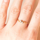 Toi et Moi vintage in oro giallo e bianco 18K con diamanti di taglio vecchia Europa (0.06ctw ca.), anni ‘60