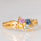 Anello a fiore vintage in oro giallo 8K con topazi colorati (0.40ctw ca.)