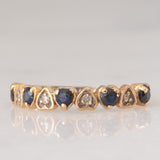 Mezzo eternity vintage in oro giallo 9K con zaffiri (0.40ctw ca.) e diamanti (0.04ctw ca.), anno 1986