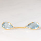Orecchini pendenti vintage in oro giallo 18K con topazi azzurri (22ctw ca.), anni ‘70/‘80