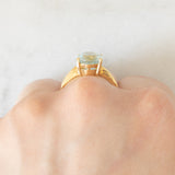Anello da cocktail vintage in oro giallo 18K con acquamarina (3.50ct ca.), anni ‘60