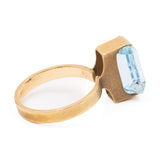 Anello vintage in oro giallo 18k con acquamarina (3ct), anni '70