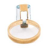 Anello vintage in oro giallo 18k con acquamarina (3ct), anni '70