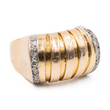 Anello vintage in oro giallo 18k con diamanti, anni '50