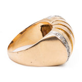 Anello vintage in oro giallo 18k con diamanti, anni '50