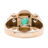 Anello vintage in oro giallo 14k con smeraldo (1,10ct) e diamanti (0,16ctw), anni '40/'50