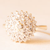 Anello a fiore vintage in oro giallo 9K e diamanti (0.25ctw ca.), anno 1994