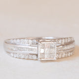 Anello vintage a fascia in oro bianco 9K con diamanti (0.40ctw ca.)