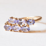 Anello moderno in oro giallo 9K con tanzaniti (1ctw ca.)