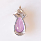 Ciondolo vintage in oro bianco 14K con ametista (1ct ca.) e diamanti (0.03ctw ca.), anni ‘70/‘80