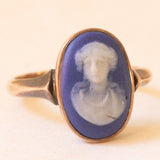 Anello vintage in oro giallo 9K con jasperware, anni ‘60/‘70
