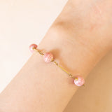 Bracciale vintage in oro giallo 8K con rodocrosite, anni ‘60