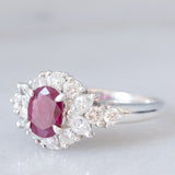 Anello vintage in platino con rubino (0.83ct) e diamanti (0.86ctw), anni ‘80/‘90