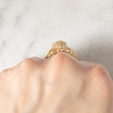Anello vintage in oro giallo 14K con diamanti di taglio brillante e di taglio baguette (0.75ctw ca.), anni ‘70/‘80