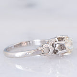 Solitario antico in oro bianco 18K con diamante di taglio rosa coroné (0.60ct ca.), anni ‘20/‘30