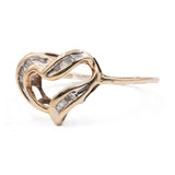 Anello vintage a cuore in oro giallo 9k con diamanti