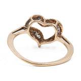 Anello vintage a cuore in oro giallo 9k con diamanti
